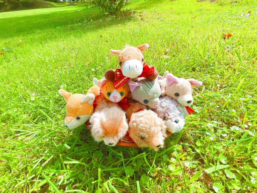 オリジナルリボン付き馬・犬・猫ぬいぐるみ